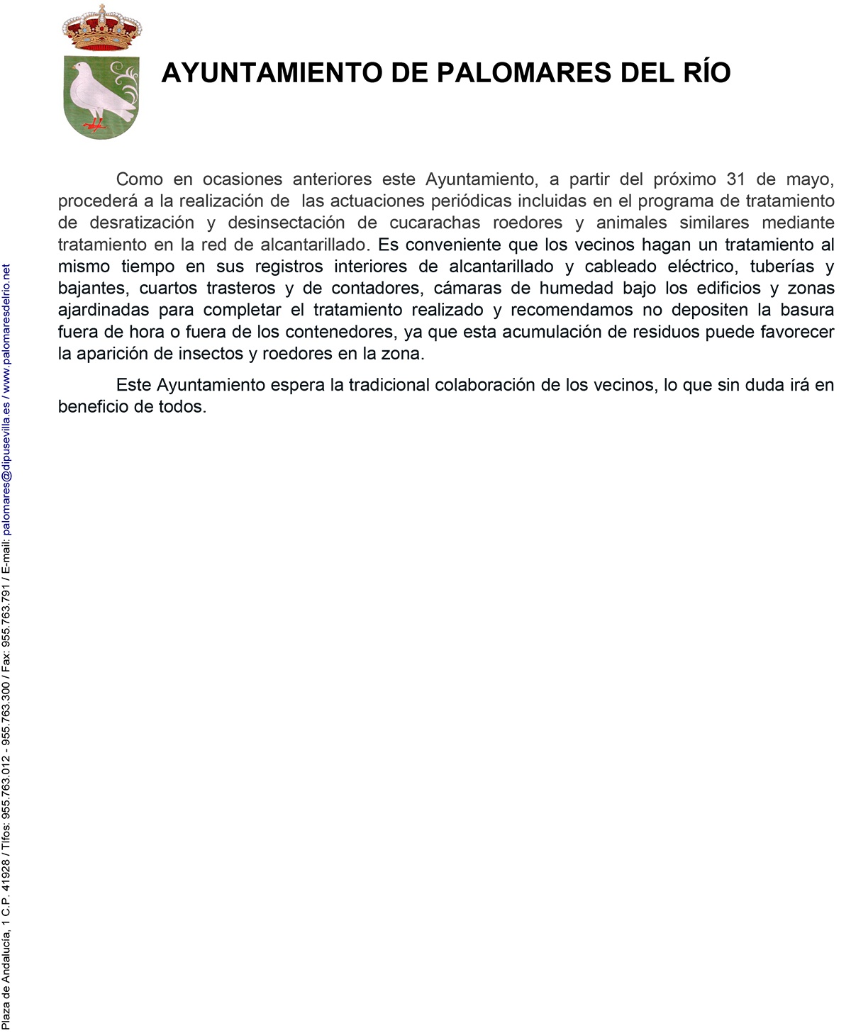 anuncio desratizacion y desinsectacion junio 2019